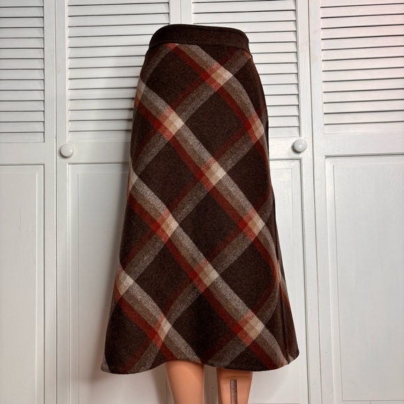 BEAR TWO STYLE Vintage Brown Plaid Skirt Size 4 - Picture 7 of 7